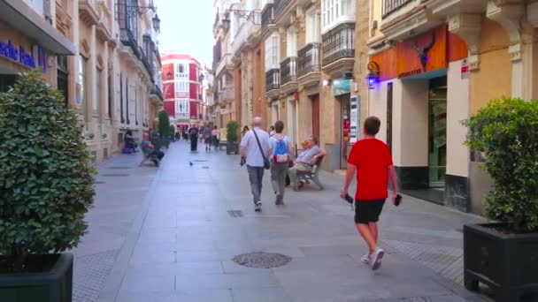 Cadiz Hiszpania Wrzesień 2019 Spacer Zabytkową Ulicą Calle Ancha Wyłożoną — Wideo stockowe