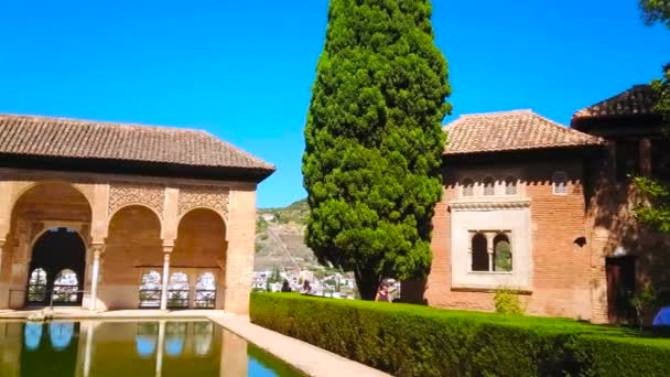 Granada España Septiembre 2019 Panorama Del Pórtico Del Palacio Partal — Vídeo de stock