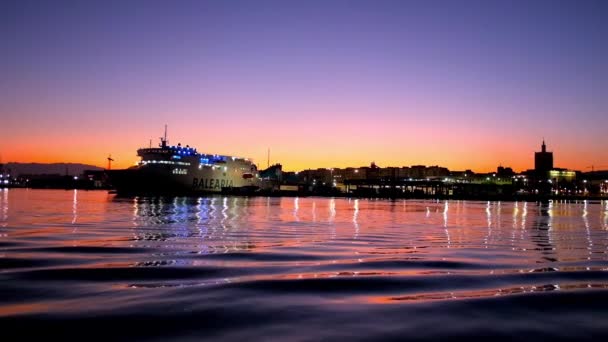 Malaga Španělsko Září 2019 Užijte Ohnivý Soumrak Přístavu Puerto Malaga — Stock video