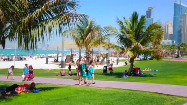 Dubai Uae March 2020 Panorama Sce Jbr Marina Beach Green — 비디오