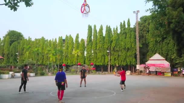 Chiang Mai Thailand May 2019 Group Sportsmen Plays Street Game — Stock Video