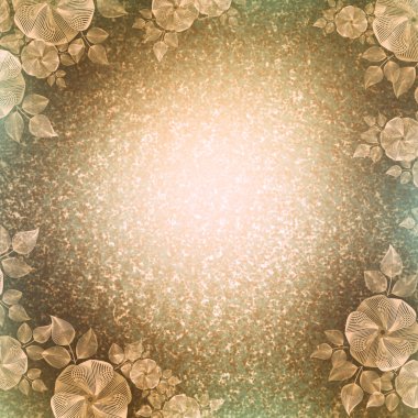 Vintage duvar kağıdı, çiçek vinyet, açık kahverengi