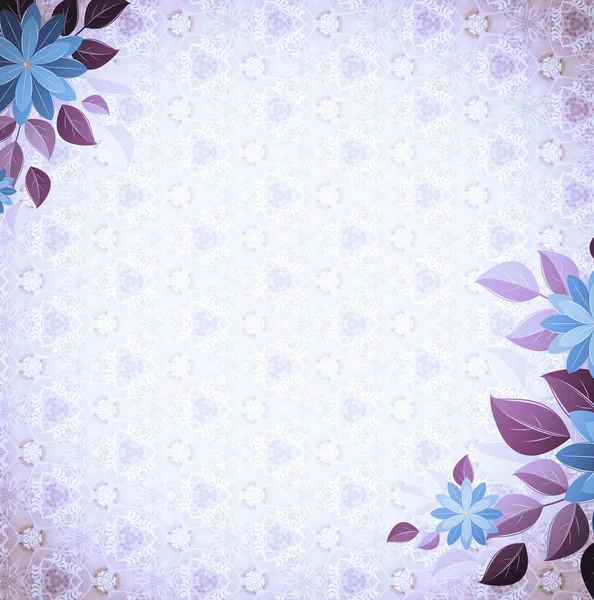 Vintage vignette with flower corners, violet — Stock Photo, Image