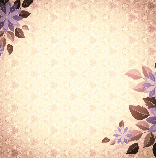 Vignette mit floralen Ecken, beige — Stockfoto