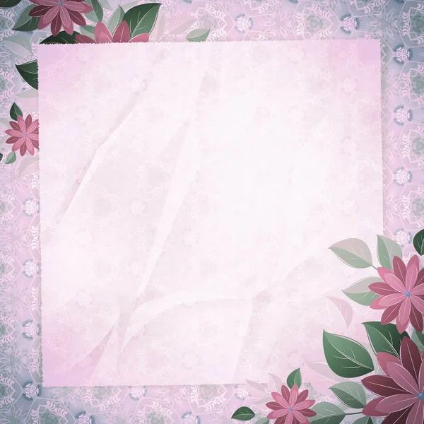 Boş kağıt ve çiçek köşeleri krema ile Vintage skeç