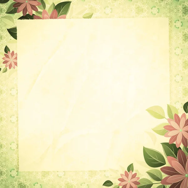 Винтажная виньетка в виде бумаги и цветочных уголков, лемо — стоковое фото