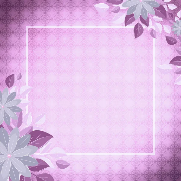 Decorative background with a border and flowers, purple — Stock Photo, Image