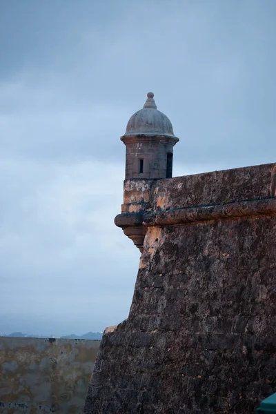 Torre de vigia do castelo El Morro (cidadela espanhola velha) em San Juan , — Fotografia de Stock