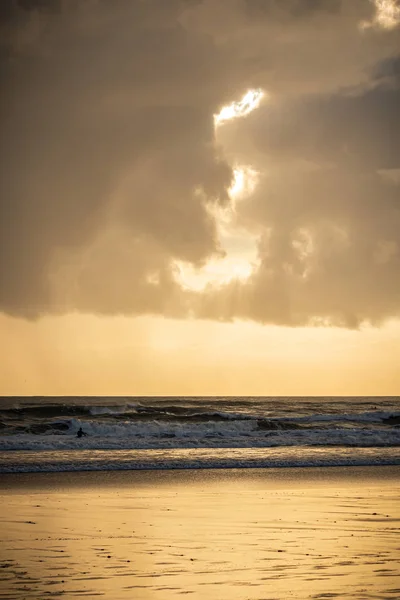 Vacker Solnedgång Carcavelos Beach Cascais Lissabon Portugals — Stockfoto