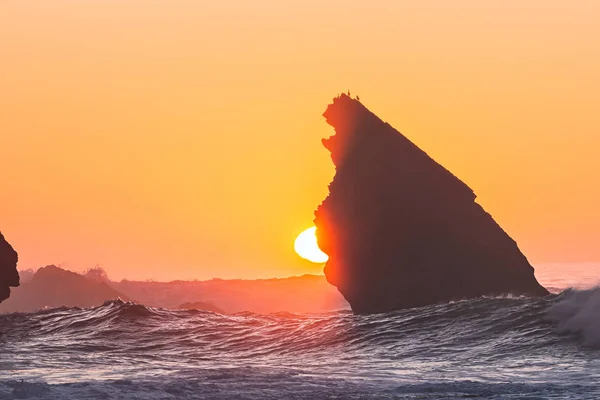 Pôr Sol Praia Adraga Poder Natureza Sintra Portugal — Fotografia de Stock