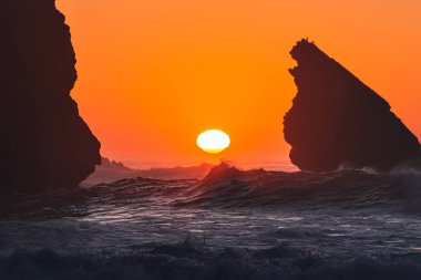 Adraga Sahili 'nde gün batımı, Doğanın Gücü, Sintra, Portekiz