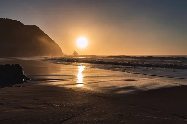 Sonnenuntergang Adraga Strand Kraft Der Natur Sintra Portugal — Stockfoto