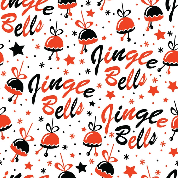 Fond de Noël avec lettrage Jingle Bells — Image vectorielle