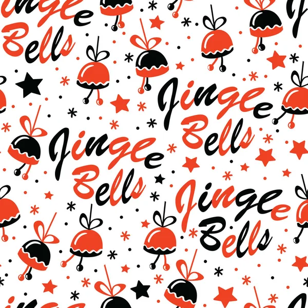 Fondo de Navidad con letras Jingle Bells — Vector de stock