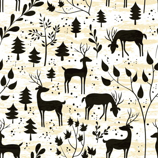 Cerfs dans la forêt d'hiver — Image vectorielle