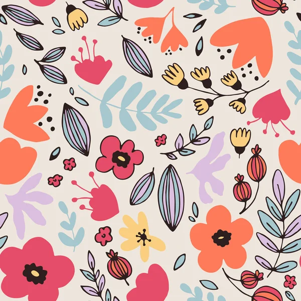 Fantasy flowers seamless pattern — Stock Vector