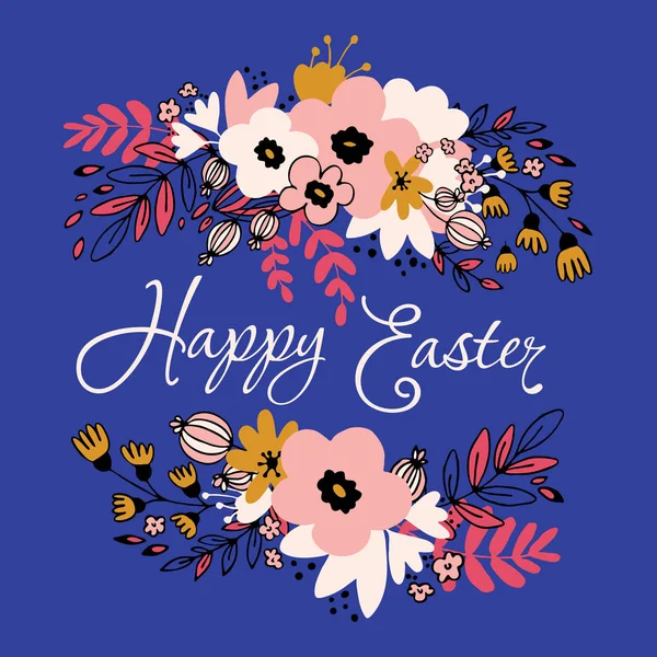 Szczęśliwe Wielkanoc karta kwiatowy — Wektor stockowy