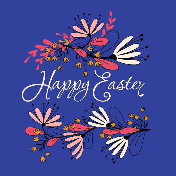 Happy Easter Floral Card — Stock Vector