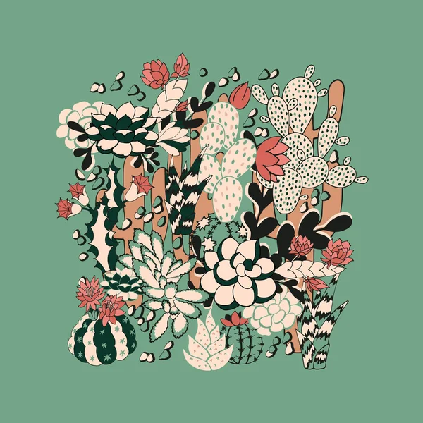Cactus et motif sans couture succulent — Image vectorielle