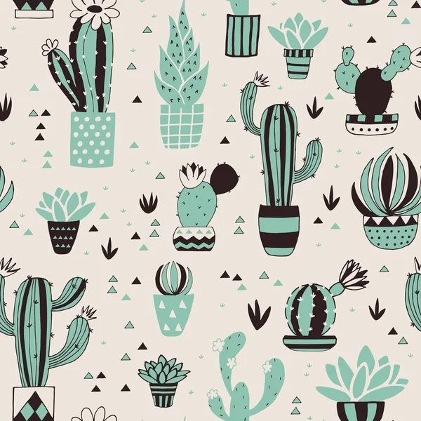 Modèle sans couture cactus — Image vectorielle