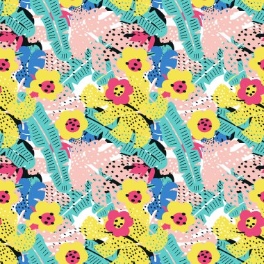 tropikal çiçek seamless modeli