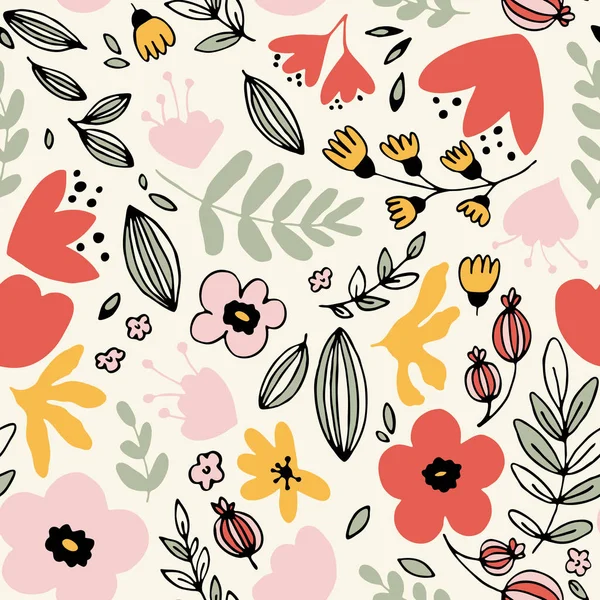 Fantaisie fleurs motif sans couture — Image vectorielle