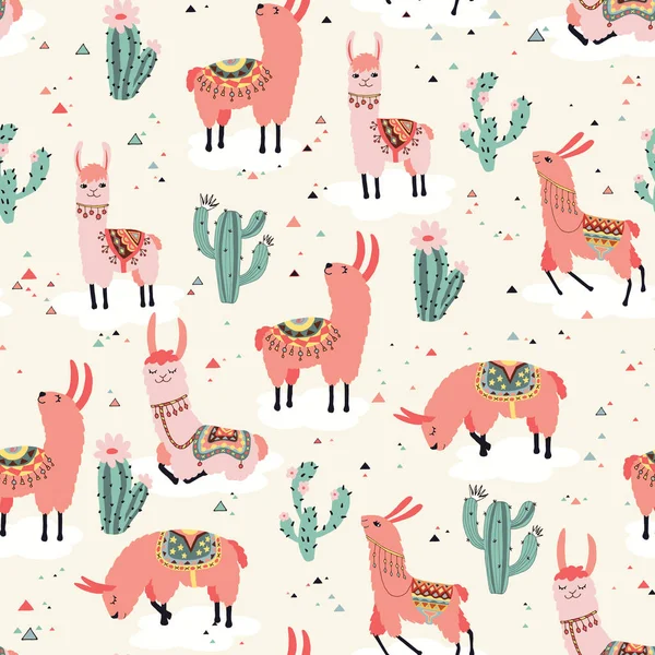 Happy lama motif sans couture — Image vectorielle