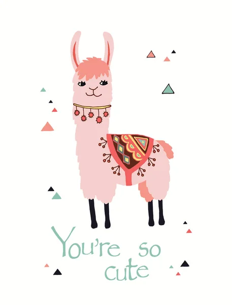 Cute ilustracji wektorowych Lama — Wektor stockowy