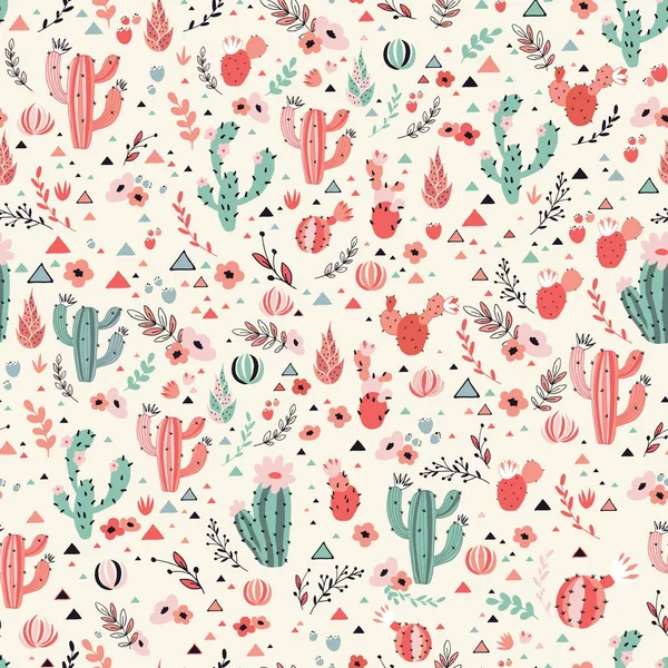 Happy cactus motif sans couture — Image vectorielle