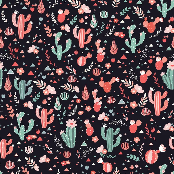 Happy cactus motif sans couture — Image vectorielle