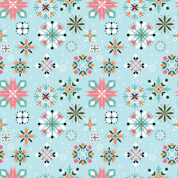 Floral motif sans couture flocon de neige — Image vectorielle