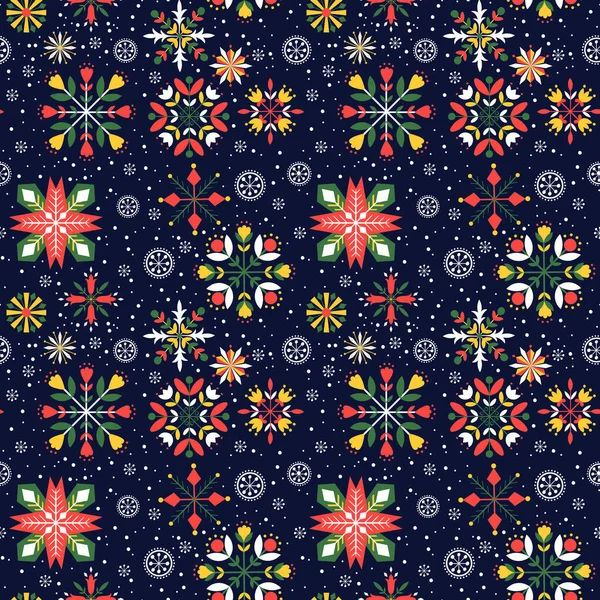 Noël flocons de neige motif sans couture — Image vectorielle