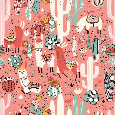 Kaktüs ormanlarda Lama