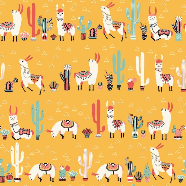 Happy lama seamless pattern