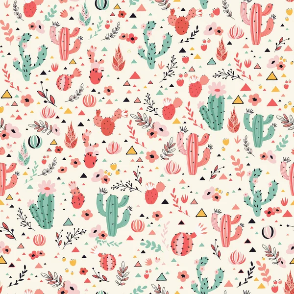 Roze en groene Cacti — Stockvector