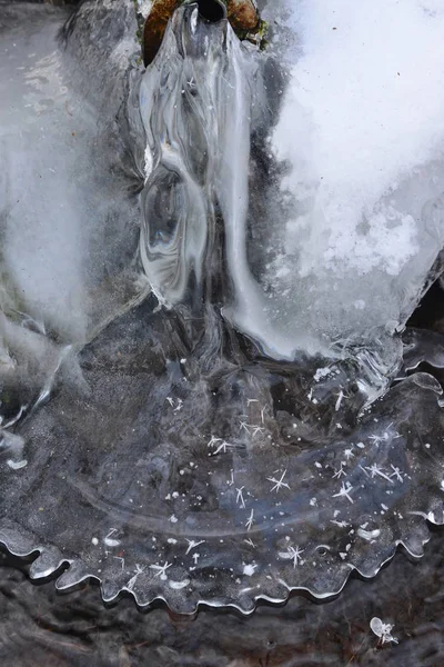 Přírodní ledové obrazce, Jižní Čechy — Stock fotografie