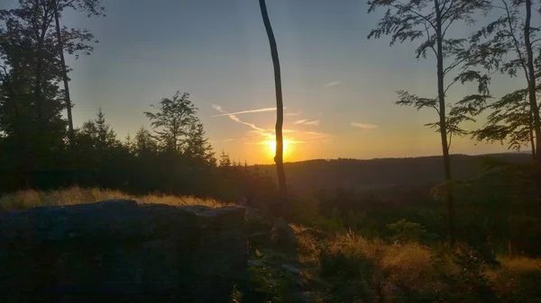 Vista del atardecer místico, Bohemia del Sur — Foto de Stock