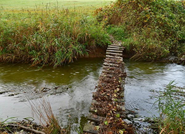 Dere, southern Bohemia köprüden geleneksel köy — Stok fotoğraf