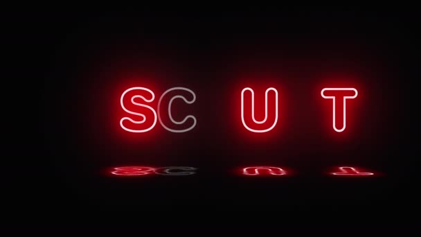 A neon sign with the word discount lights up in red. A reflection appears in the puddle. The sign turns on and off. Motion graphics. — 비디오