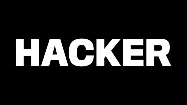 A palavra hacker em um fundo preto e branco. Em um fundo preto em letras brancas. Em um fundo branco em letras pretas. Gráficos de movimento . — Vídeo de Stock