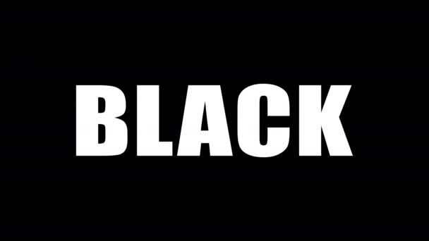 La parola nero scritto in lettere bianche su uno sfondo nero. La parola bianca scritta in lettere nere su sfondo bianco. Grafica del movimento . — Video Stock