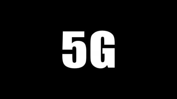 La palabra 5G sobre fondo blanco y negro. Sobre un fondo negro en letras blancas. Sobre un fondo blanco en letras negras. Gráficos en movimiento . — Vídeo de stock