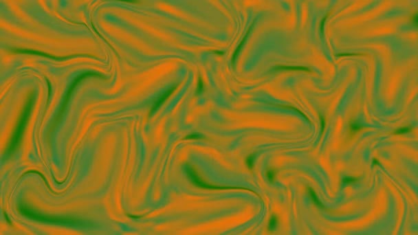 Den vågiga ytan är grön och orange. Den färgade ytan skimrar i olika nyanser. Abstrakt dynamisk struktur. 3D-animation. Rörlig grafik. — Stockvideo