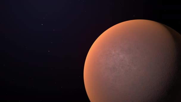 Il pianeta Marte orbita nello spazio. Il pianeta è evidenziato. Le stelle bruciano e si muovono nello spazio. Grafica del movimento . — Video Stock