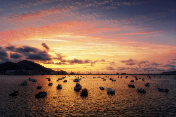 Boats in Getxo at evening — Stock Photo, Image