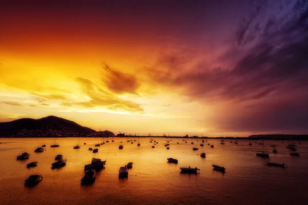 Boats in Getxo at evening — Stock Photo, Image