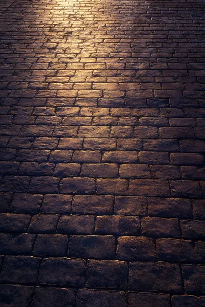 Texture of cobblestone at night — Stock Photo, Image