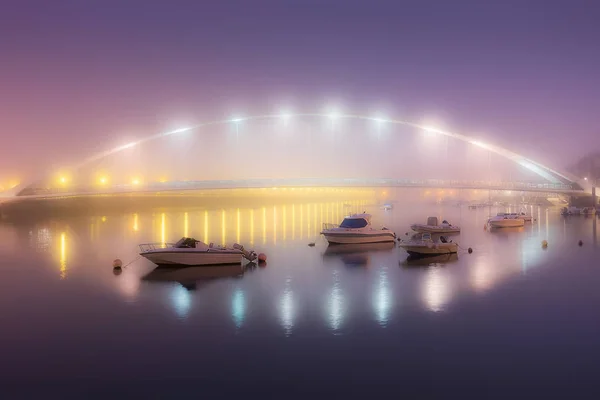 Nebelige Nacht an der Plentziabrücke — Stockfoto