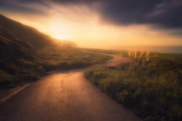 Road down to Azkorri beach — Stock Photo, Image