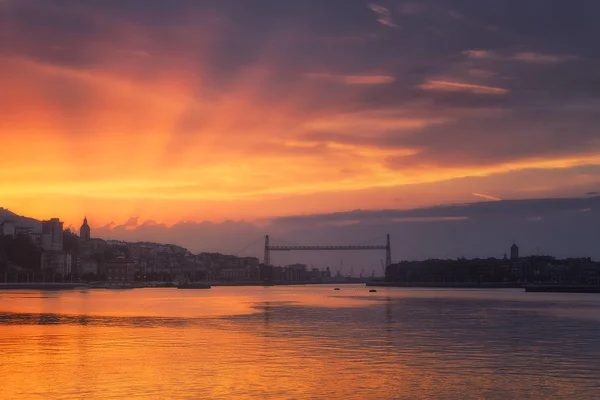 Ponte sospeso di Vizcaya da Sestao — Foto Stock